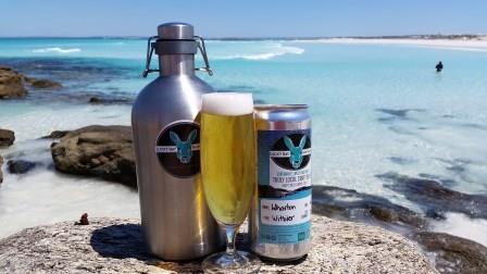 Lucky Bay Brewing 2L growler and 1L can