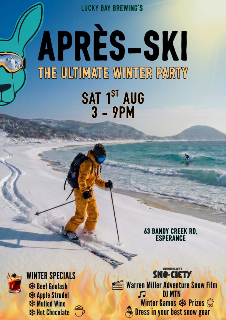 The ultimate winter party at Lucky Bay Brewing 'Apres Ski' Sat 1st August 2026