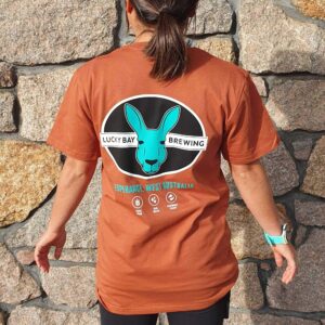 Copper colour tee from Lucky Bay Brewing