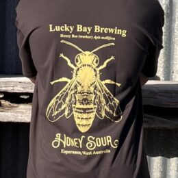 New Lucky Bay Brewing Honey Sour t-shirts, with Honey Bee design on back