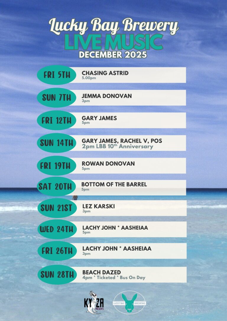 December live music program at Lucky Bay Brewing
