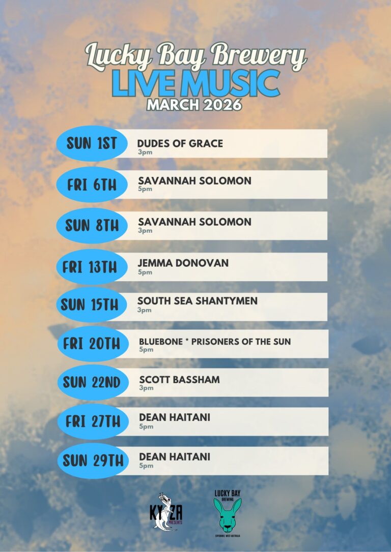 March live music program at Lucky Bay Brewing Esperance