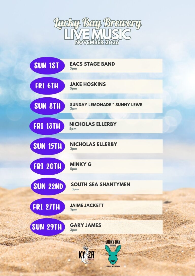 November live music program at Lucky Bay Brewing