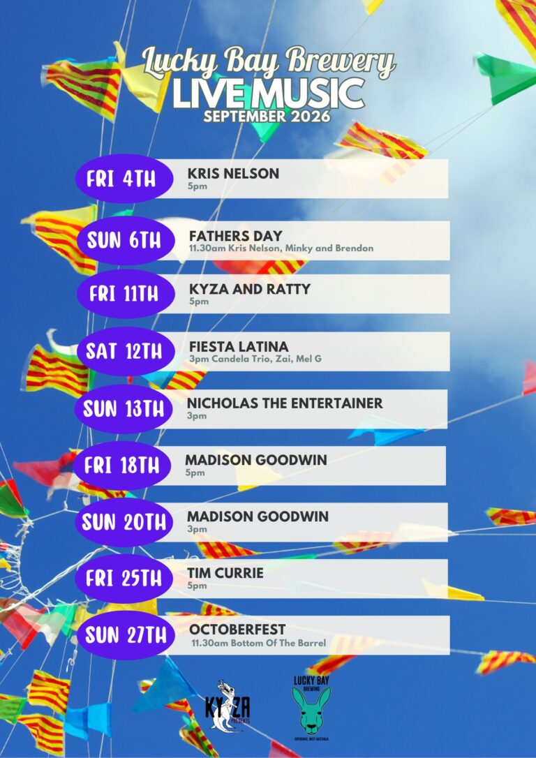 Lucky Bay Brewing Live music program for September 2026