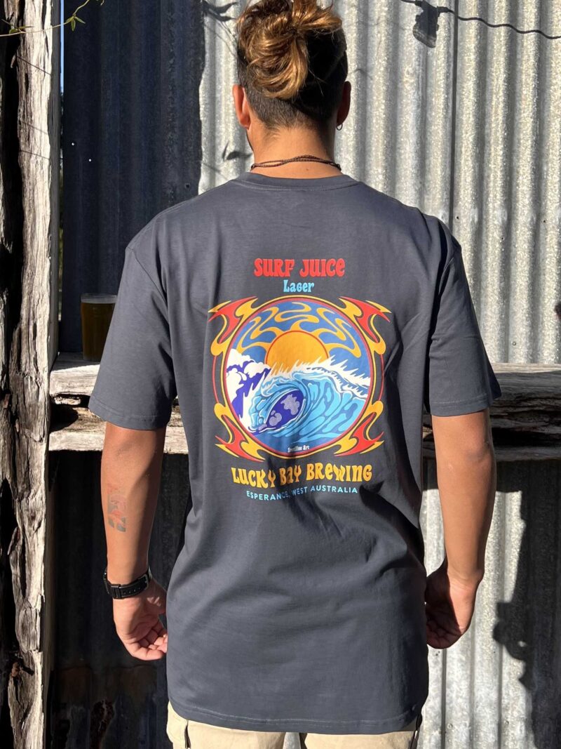 Surf Juice lager tee from Lucky Bay Brewing
