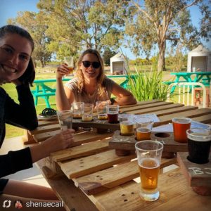 Enjoying beers at Lucky Bay Brewing